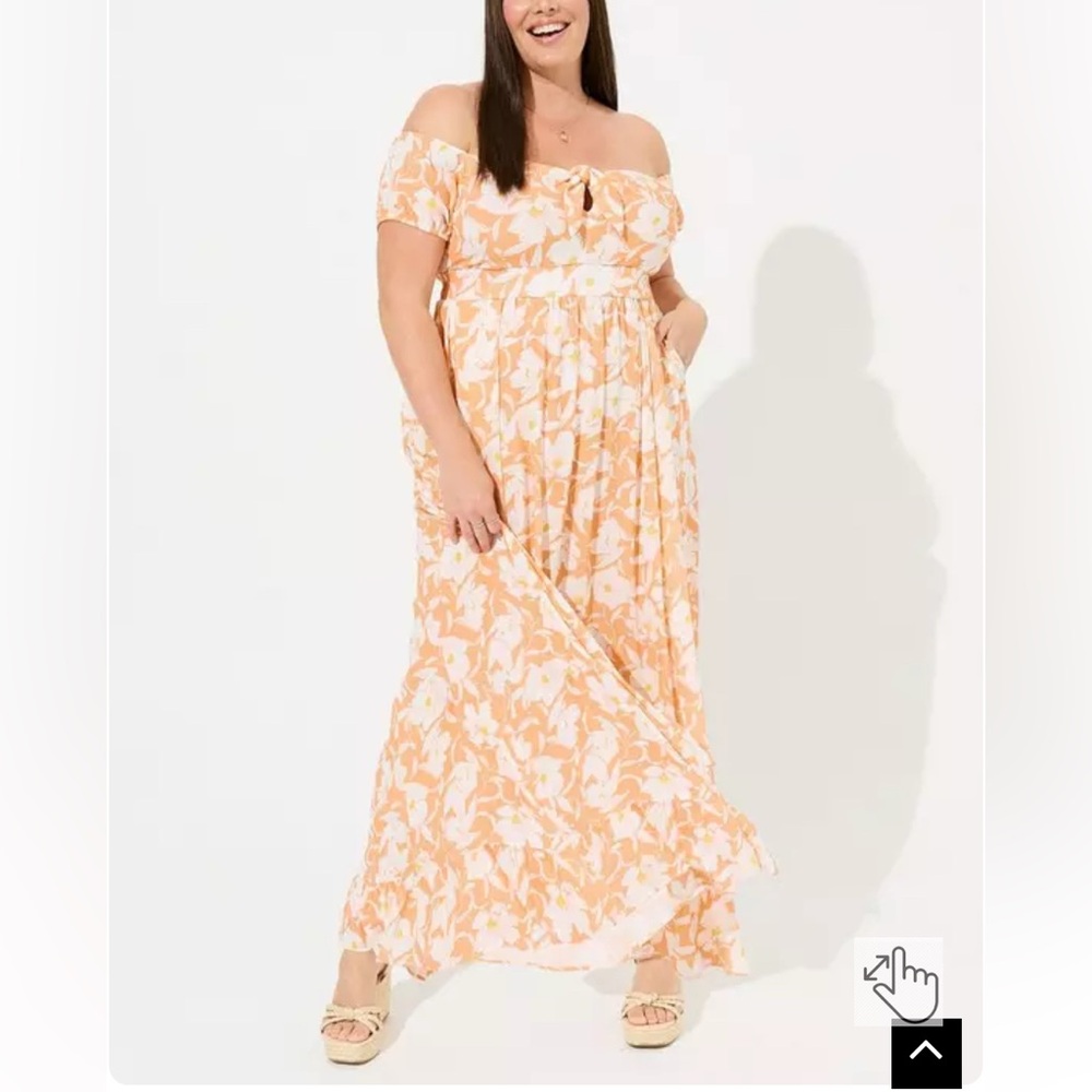 TORRID/ Floral Orange and White Maxi Dress